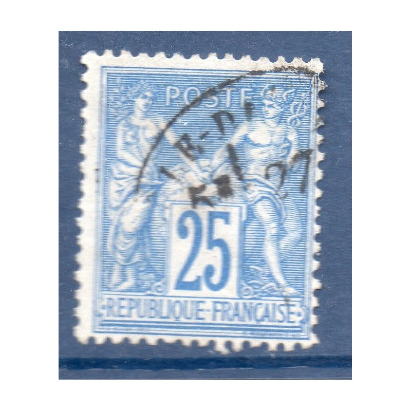Timbre France Yvert No 79 Type II Sage 25c bleu Oblitéré Timbre France Yvert No 79 Type II Sage 25c bleu Oblitéré