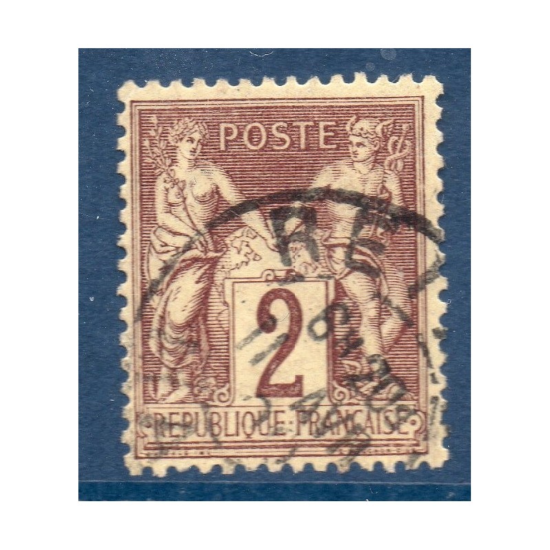 Timbre France Yvert No 85a Type II Sage 2c brun foncé Oblitéré Timbre France Yvert No 85a Type II Sage 2c brun foncé Oblitéré