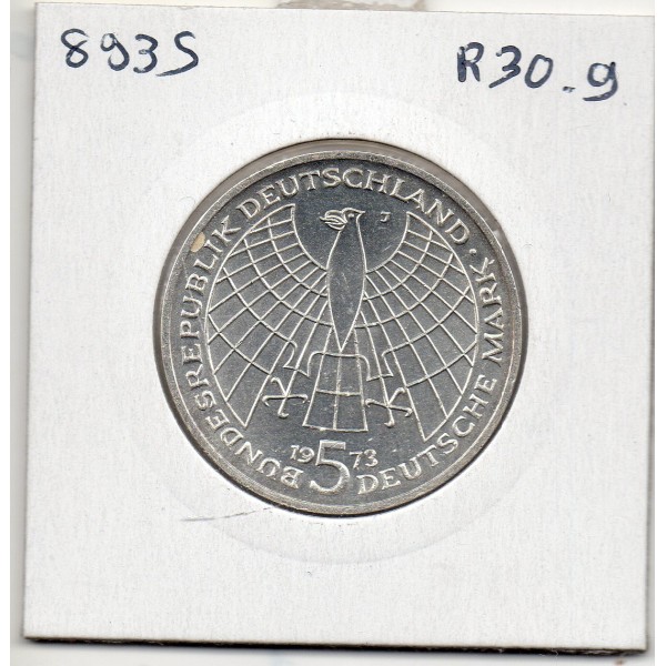 Allemagne RFA 5 deutsche mark 1973 J, Spl KM 136 Kopernic pièce de monnaie
