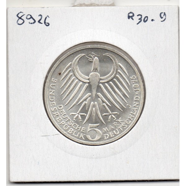 Allemagne RFA 5 deutche mark 1975 J, Spl KM 141 Friedrich Ebert pièce de monnaie