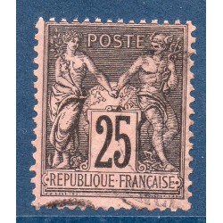 Timbre France Yvert No 97a Type II Sage 25c noir s. rose foncé Neuf * sur charnière