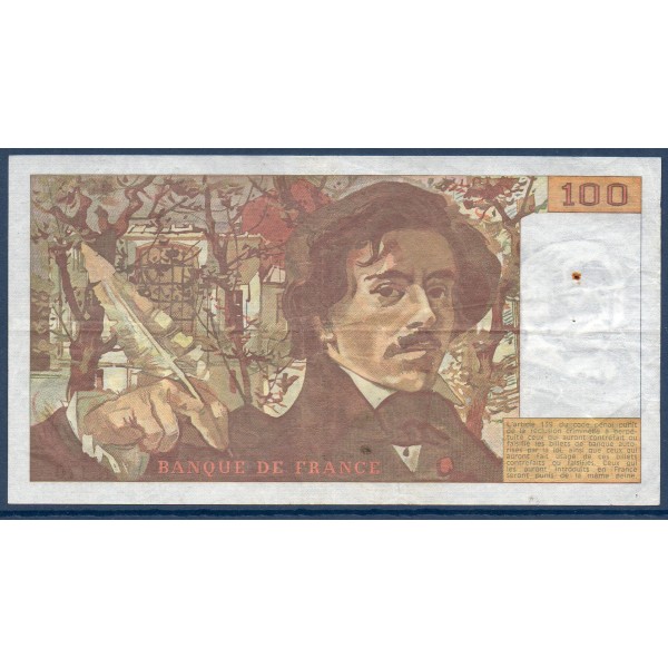 100 Francs Delacroix TB+ 1991 Billet de la banque de France