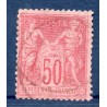 Timbre France Yvert No 98b Type II Sage 50c rose s. rose Oblitéré