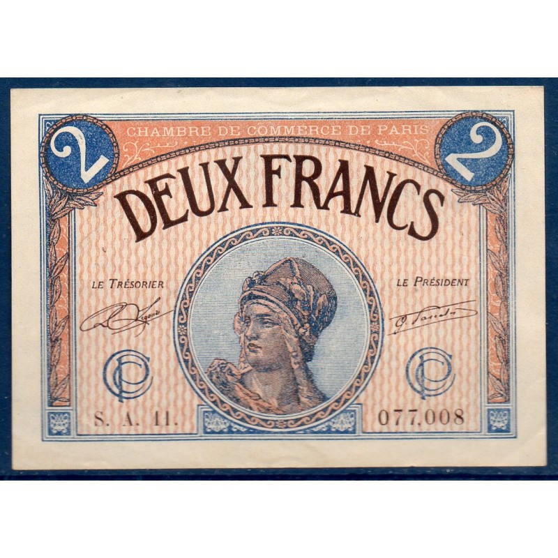Paris 2 francs, Sup, 10.3.1920 Pirot 97.28 Billet de la chambre de commerce Paris 2 francs, Sup, 10.3.1920 Pirot 97.28 Billet de la chambre de commerce