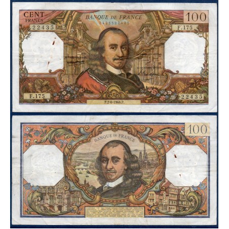 100 Francs Corneille TB+  2.6.1966 Billet de la banque de France