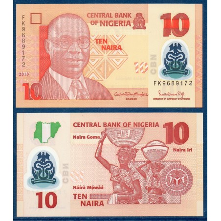 Nigeria P.39i, Neuf, Billet de 10 Naira 2018 Africaines