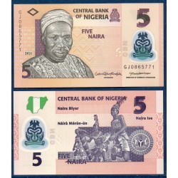 Nigeria P.38l, Neuf, Billet de 5 Naira 2021 Polymère