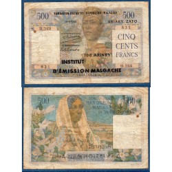 Madagascar P.53, B, Billet de 500 francs - 100 ariary 1961 Jasmin