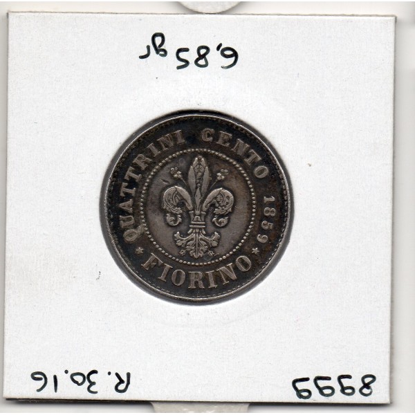 Italie Toscane 1 Fiorino 1859 TTB, KM C79 pièce de monnaie