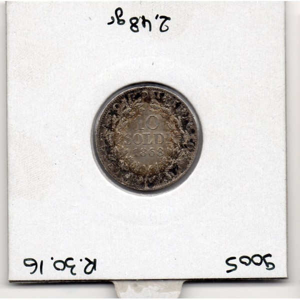 Vatican Pius ou Pie IX 10 Soldi 1868 TTB+, KM 1376 pièce de monnaie