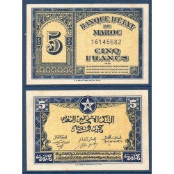 Maroc P.24, Spl, Billet de 5 francs 1.8.1943 Jaune