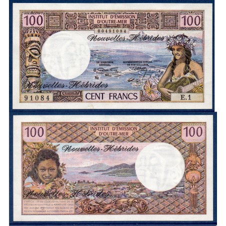Nouvelles hébrides P.18b, Sup Billet de 100 Francs 1970-1977 Vahiné