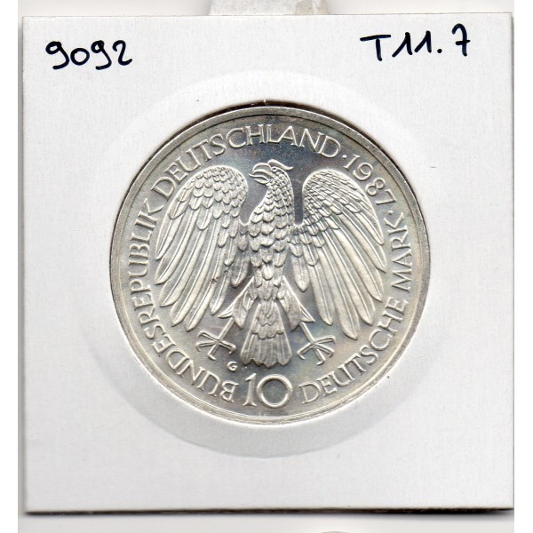 Allemagne RFA 10 deutsche mark 1987 G, Spl KM 167 traité de Rome pièce de monnaie