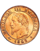 Pièces de monnaie de 1 centime Napoléon III tête laurée