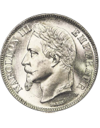 Pièces de monnaie française de 20 centimes napoléon III tête laurée