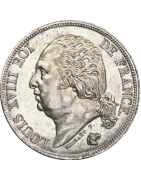 Pièces de monnaie française de 1/4 Franc Louis XVIII