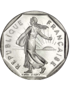 Pièces de monnaie française de 2 franc semeuse nickel