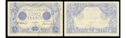 Billet Francais de collection de 5 Francs bleu de la banque de France type 1905 Fayette F.2
