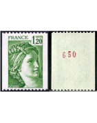 Timbres de France avec numéro rouge de roulette au verso Neuf **