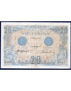 Billet Francais de collection de 20 Francs bleu de la banque de France type 1905 Fayette F.10