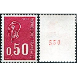 Timbre France Yvert No 1664b Numéro rouge, gomme brillante variété Type Marianne de Béquet