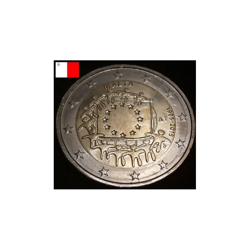 2 euros commémorative malte 2015 Drapeau piece de monnaie € Issoire philatelie
