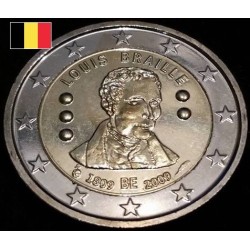 2 euros commémorative Belgique 2009 Louis Braille piece de monnaie €