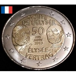 2 euros commémorative France 2013 traité de l'élysée piece de monnaie €