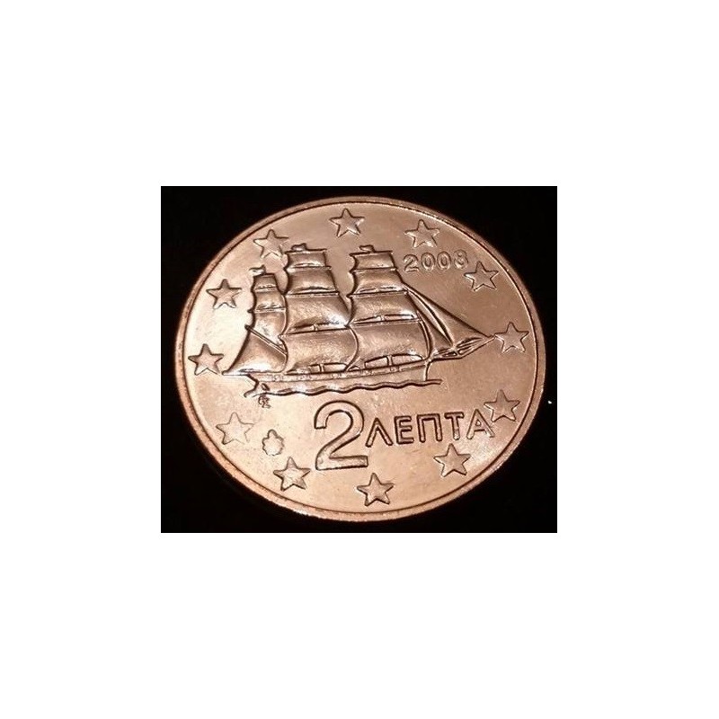 Piece De 2 Centimes Avec Un Bateau Pièce de 2 centimes d'Euro Grèce - Issoire philatelie