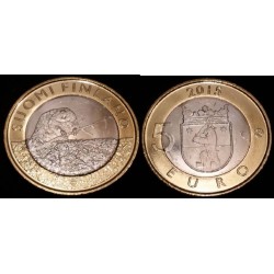 5 euros Finlande 2015, Faune des provinces, Satakunta « Le Castor Européen » piece de monnaie