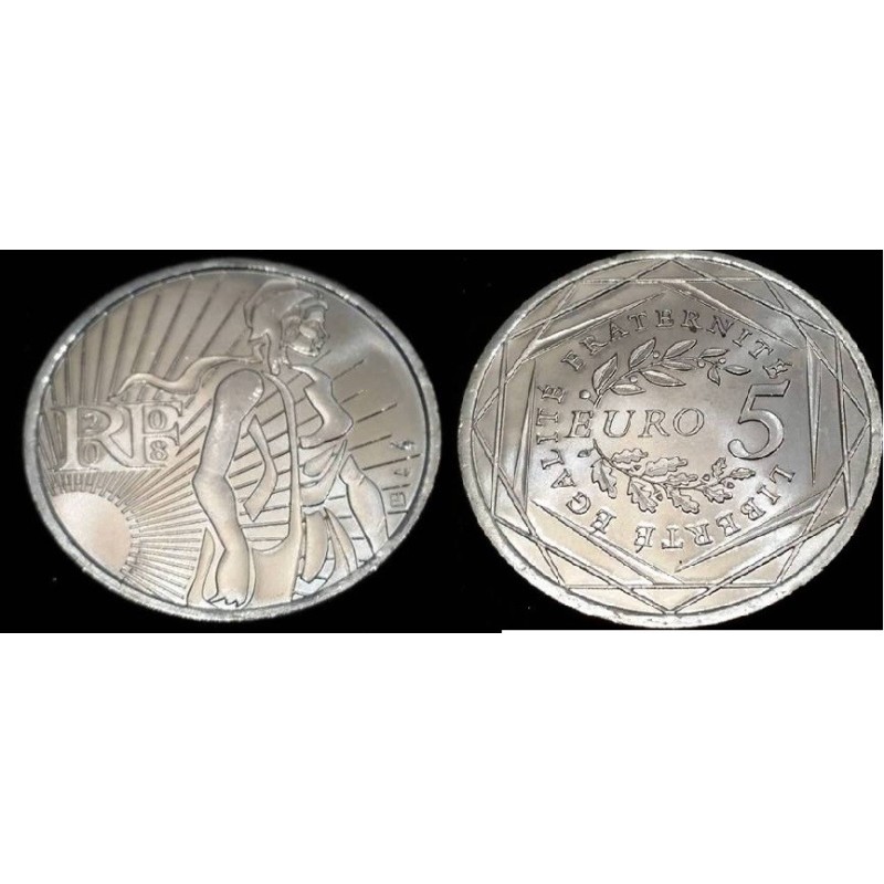 Pièce 5 euros France 2008 Semeuse Argent Issoire philatelie