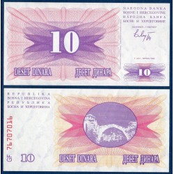 Bosnie Pick N°10, Billet de 10 Dinara 1992
