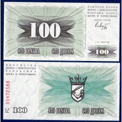 Bosnie Pick N°13, Billet de 100 Dinara 1992