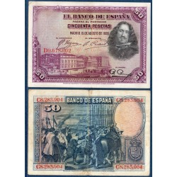 Espagne Pick N°75, Billet de banque de 50 pesetas 1928