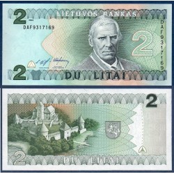 Lituanie Pick N°54 , Billet de 2 Litai 1993