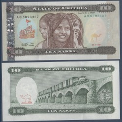 Erythrée Pick N°3, Billet de banque de 10 Nafka 1997