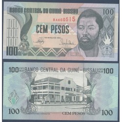 Guinée Bissau Pick N°11, Billet de 100 Pesos 1990