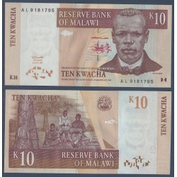 Malawi Pick N°51, Billet de 10 kwatcha 2004