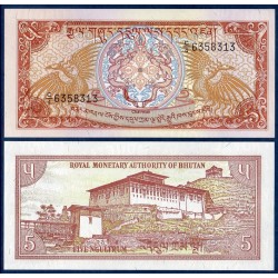 Bhoutan Pick N°14 Billet de 5 Ngultrum 1985