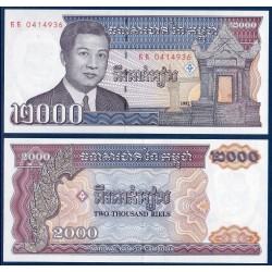 Cambodge Pick N°40, Billet de banque de 2000 Riels 1992