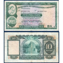 Hong Kong Pick N°182, Billet de banque de 10 dollars 1959-1983