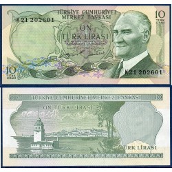 Turquie Pick N°186, Billet de banque de 10 Lira 1975