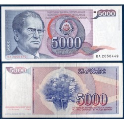 Yougoslavie Pick N°93, Billet de banque de 5000 Dinara 1985