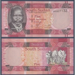 Sud Soudan Pick N°6, Billet de banque de 5 Pounds 2011-2015