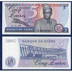 Zaire Pick N°26A, Billet de banque de 5 Zaires 1985