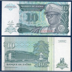 Zaire Pick N°55, Billet de banque de 10 Nouveaux Zaires 1993
