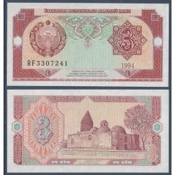 Ouzbékistan Pick N°74, Billet de banque de 3 Sum 1994