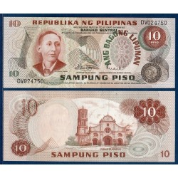 Philippines Pick N°154, Billet de banque de 10 Piso 1970