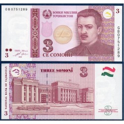 Tadjikistan Pick N°20, Billet de banque de 3 Somoni 2010