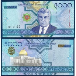 Turkménistan Pick N°21, Billet de banque de banque de 5000 Manat 2005